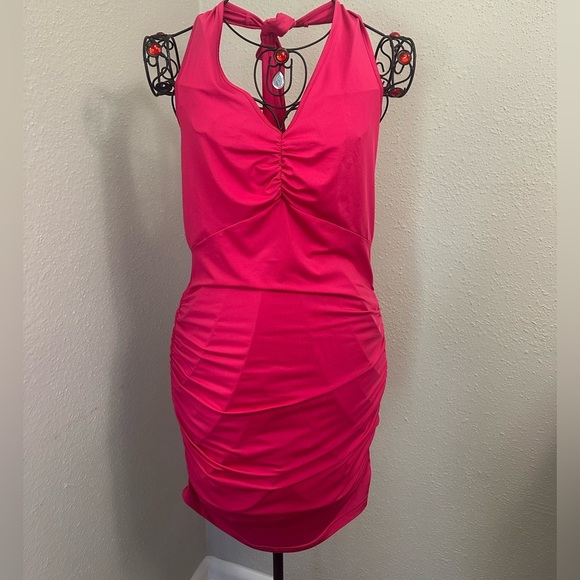 SHEIN Pink Ruched Backless Cocktail Dress - Picture 5 of 6